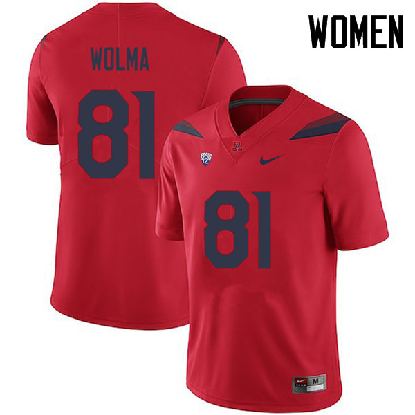 Women #81 Bryce Wolma Arizona Wildcats College Football Jerseys Sale-Red